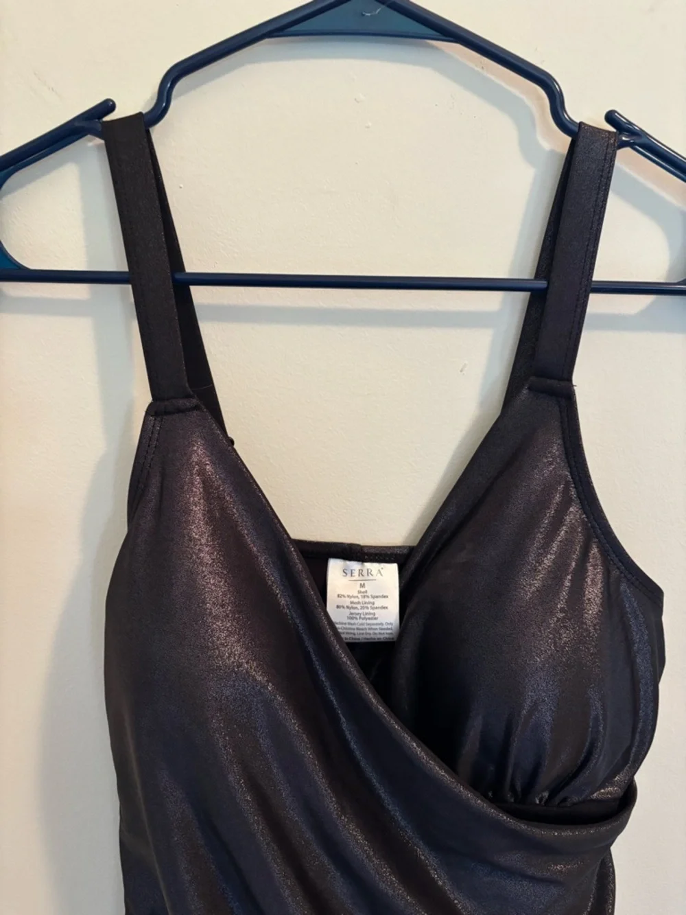 NWT Serra Shimmering Black Shimmer One Piece Swimsuit M